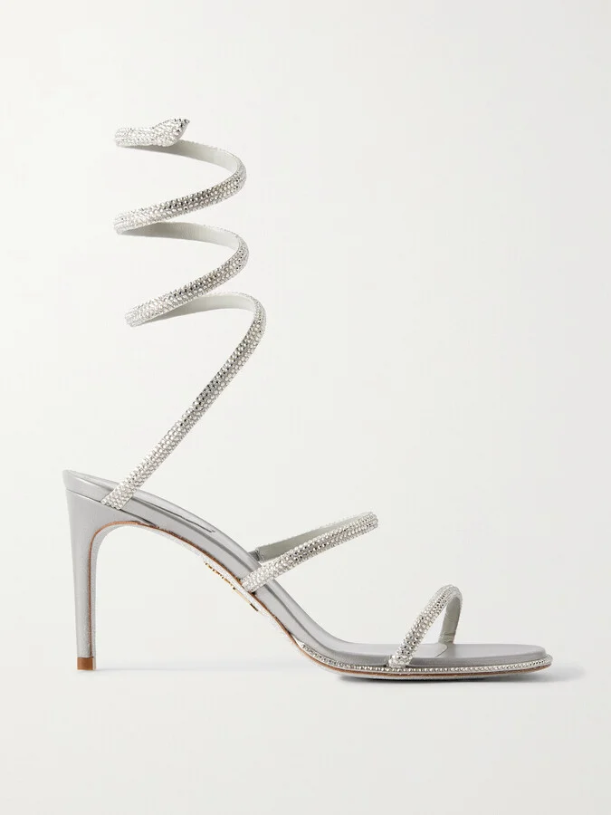 René Caovilla - Cleo Crystal-embellished Satin Sandals - Silver