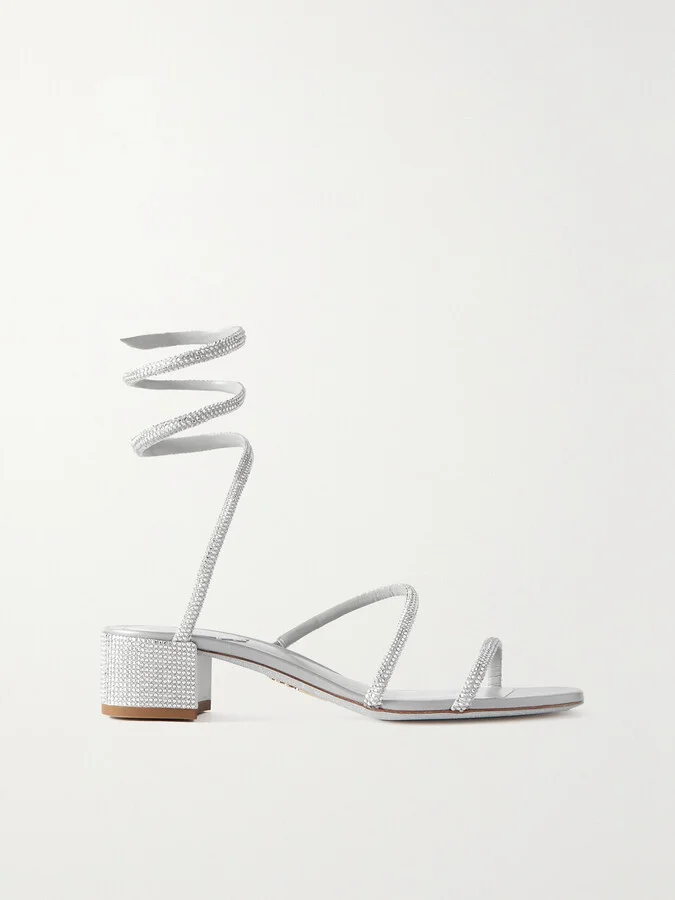 René Caovilla - Cleo Crystal-embellished Satin Sandals - Silver