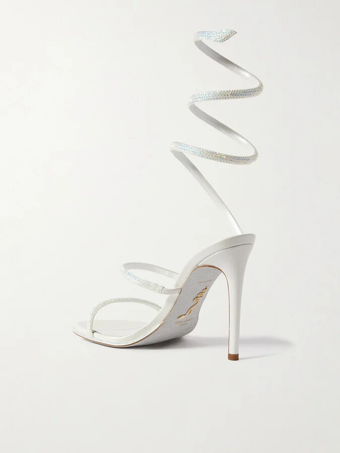 René Caovilla - Cleo Crystal-embellished Satin Sandals - White - Image 3