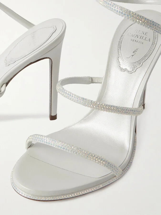 René Caovilla - Cleo Crystal-embellished Satin Sandals - White - Image 4