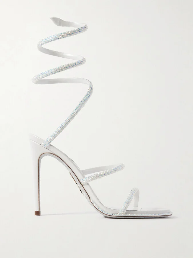René Caovilla - Cleo Crystal-embellished Satin Sandals - White