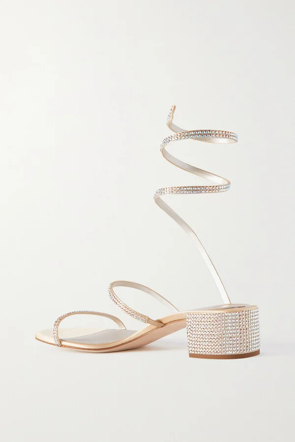 René Caovilla - Cleo Crystal-embellished Satin Sandals - Yellow - Image 3