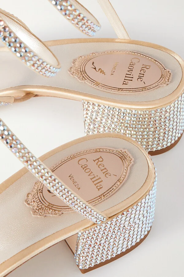 René Caovilla - Cleo Crystal-embellished Satin Sandals - Yellow - Image 4