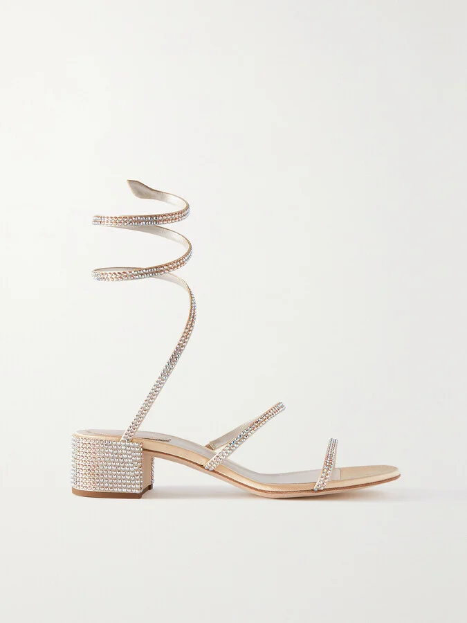 René Caovilla - Cleo Crystal-embellished Satin Sandals - Yellow