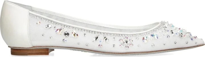 René Caovilla Crystal-Embellished Ballet Flats
