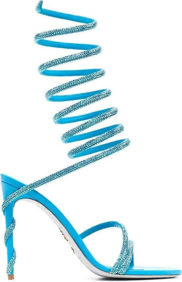 René Caovilla Crystal Embellished Heel Sandals