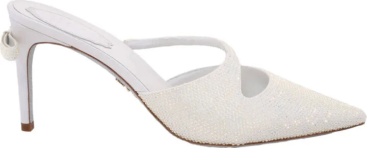 Rene Caovilla Crystal-Embellished Satin Mules