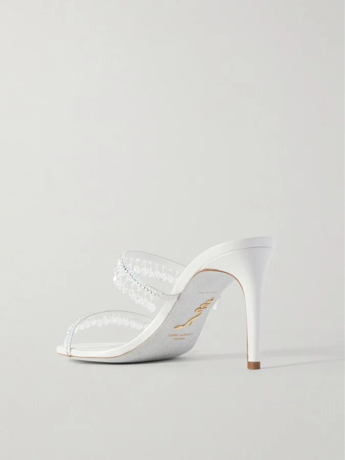 René Caovilla - Crystal-embellished Satin Sandals - White - Image 3