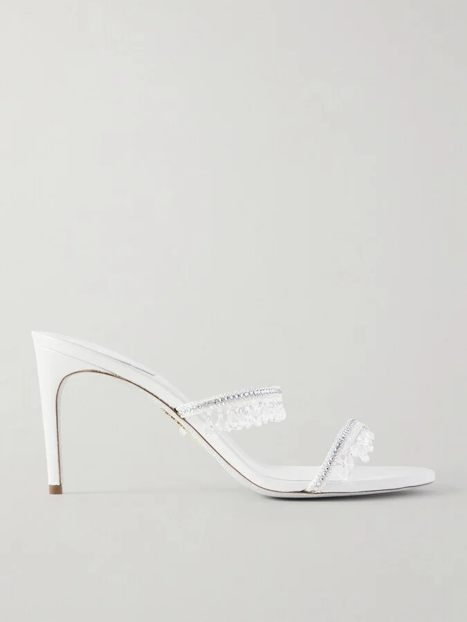 René Caovilla - Crystal-embellished Satin Sandals - White