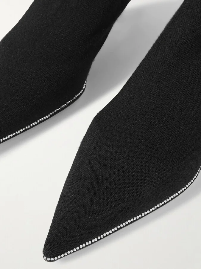 René Caovilla - Crystal-embellished Stretch-knit Over-the-knee Boots - Black - Image 4