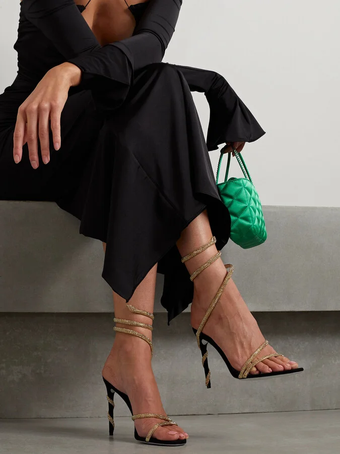 René Caovilla - Crystal-embellished Suede Sandals - Gold - Image 2