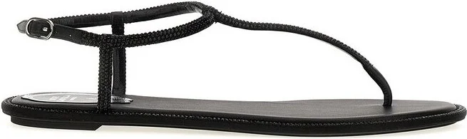 René Caovilla Diana Embellished Thong Sandals