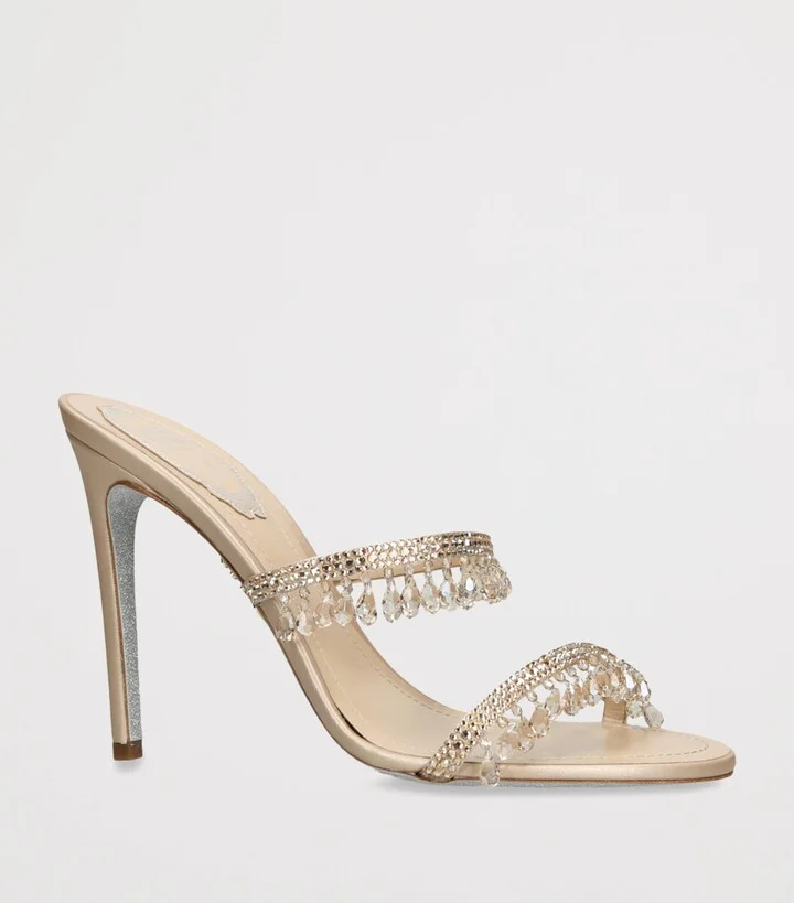 René Caovilla Embellished Chandelier Heeled Mules 105 - Image 3