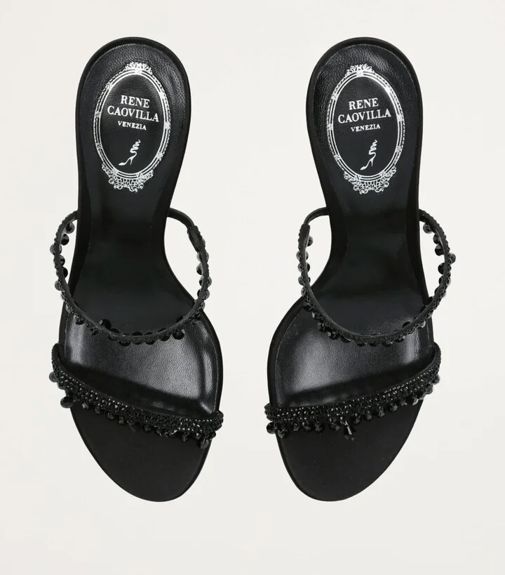 René Caovilla Embellished Chandelier Heeled Mules 80 - Image 4
