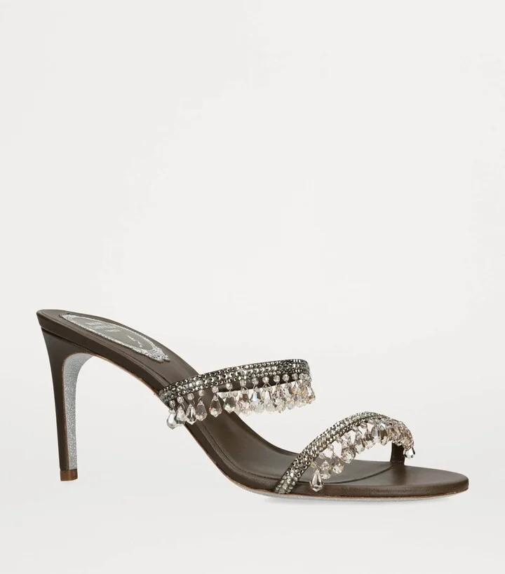 René Caovilla Embellished Chandelier Heeled Mules 80 - Image 3