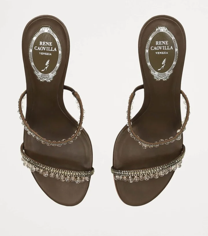 René Caovilla Embellished Chandelier Heeled Mules 80 - Image 4