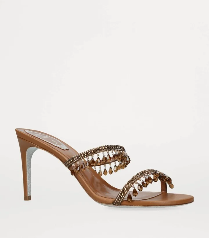 René Caovilla Embellished Chandelier Mules 80 - Image 4