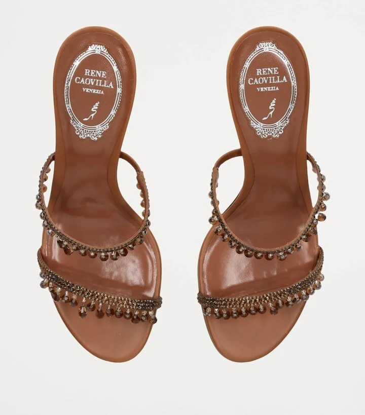 René Caovilla Embellished Chandelier Mules 80 - Image 5
