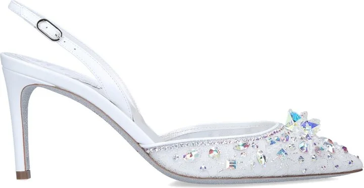 René Caovilla Embellished Cinderella Slingback Mules 75 - Image 3
