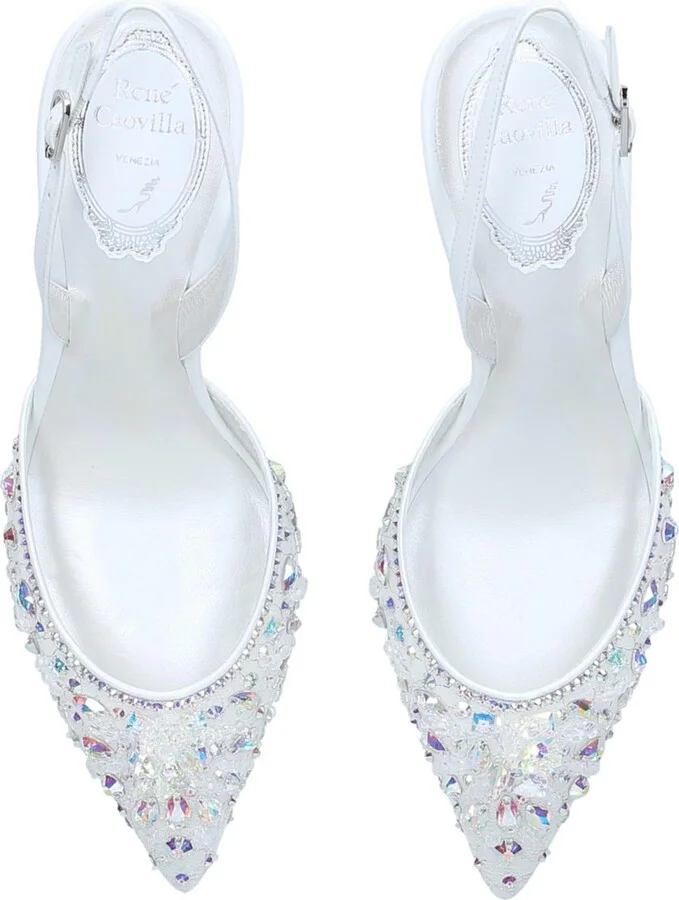 René Caovilla Embellished Cinderella Slingback Mules 75 - Image 4