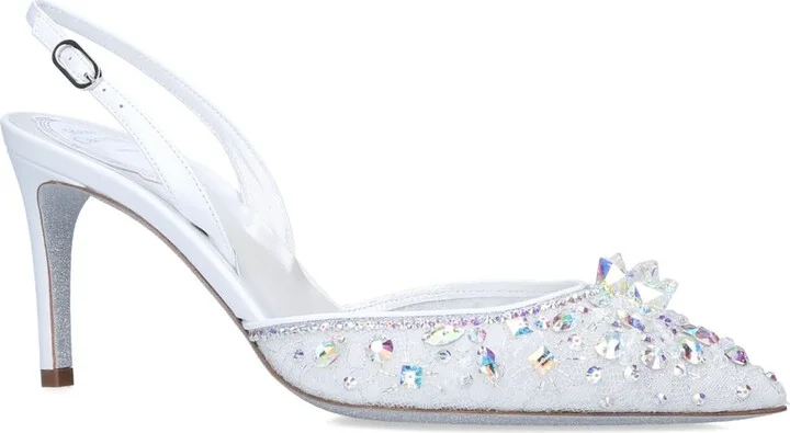 René Caovilla Embellished Cinderella Slingback Mules 75