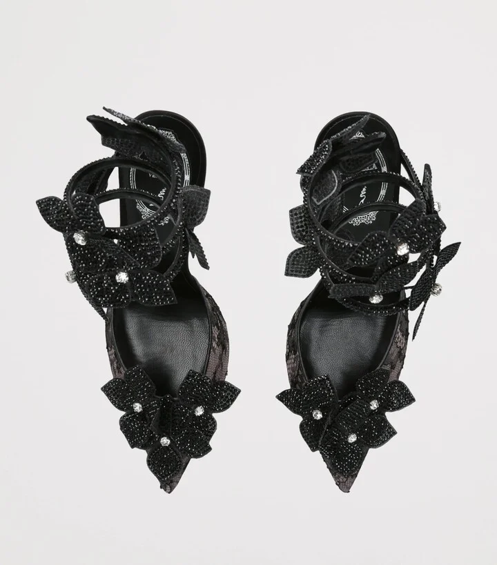 René Caovilla Embellished Floriane Pumps 105 - Image 4