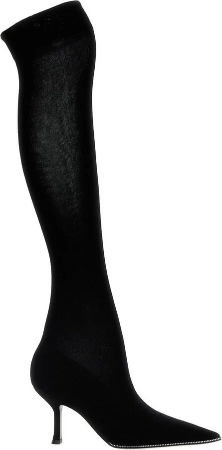 René Caovilla Embellished Knitted Boots