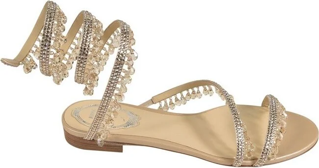 René Caovilla Embellished Open Toe Sandals