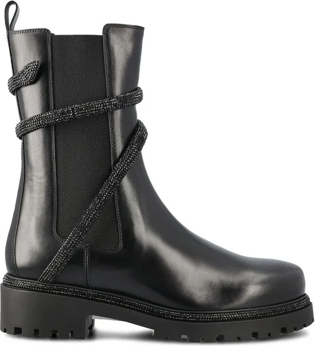 René Caovilla Embellished Round-Toe Ankle Boots