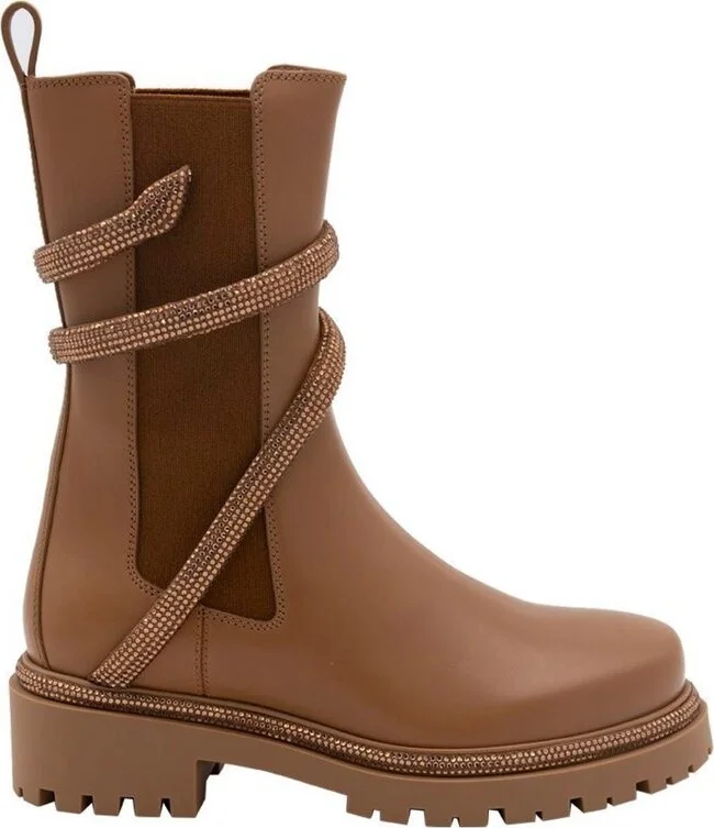 René Caovilla Embellished Round-Toe Ankle Boots