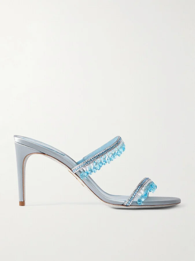 René Caovilla - Embellished Satin Sandals - Blue