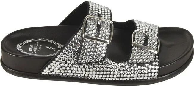 René Caovilla Emma Embellished Slider Sandals