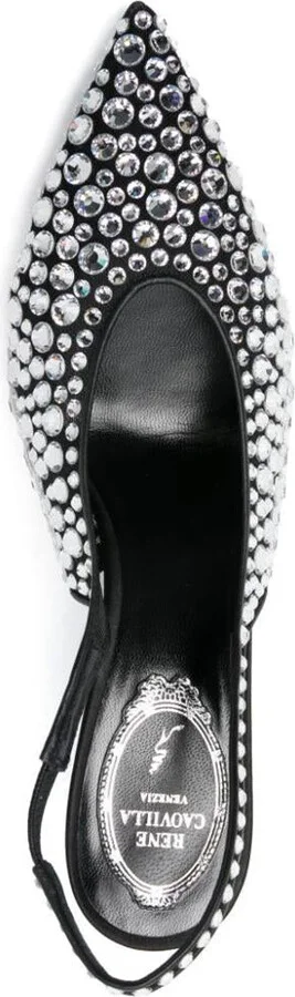 René Caovilla Gilda 80 Crystal Slingback Shoes - Image 4