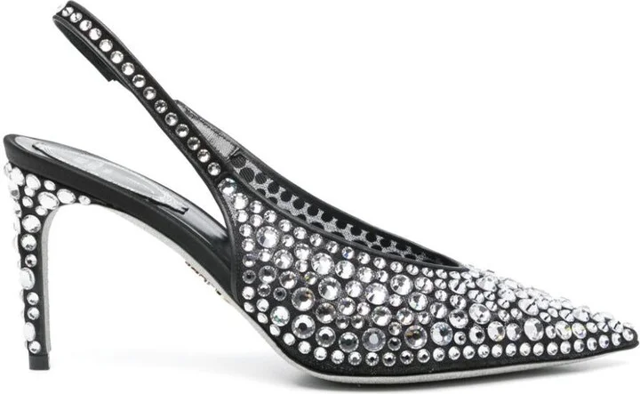 René Caovilla Gilda 80 Crystal Slingback Shoes
