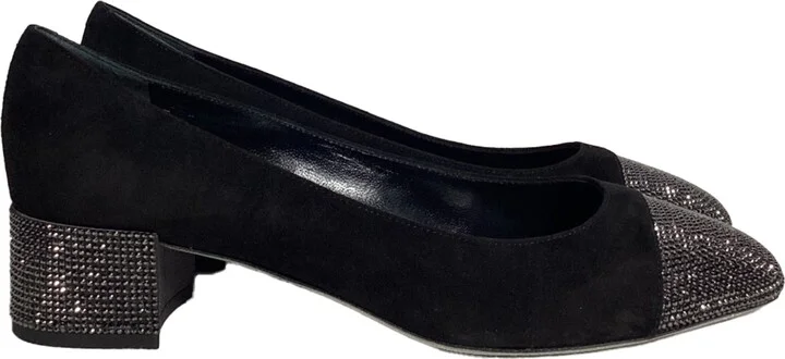 Rene Caovilla Kristen Crystal-Embellished Pumps In Black Suede