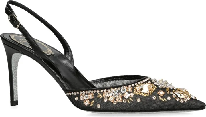 René Caovilla Lace Slingback Pumps 80 - Image 3