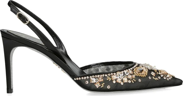 René Caovilla Lace Slingback Pumps 80