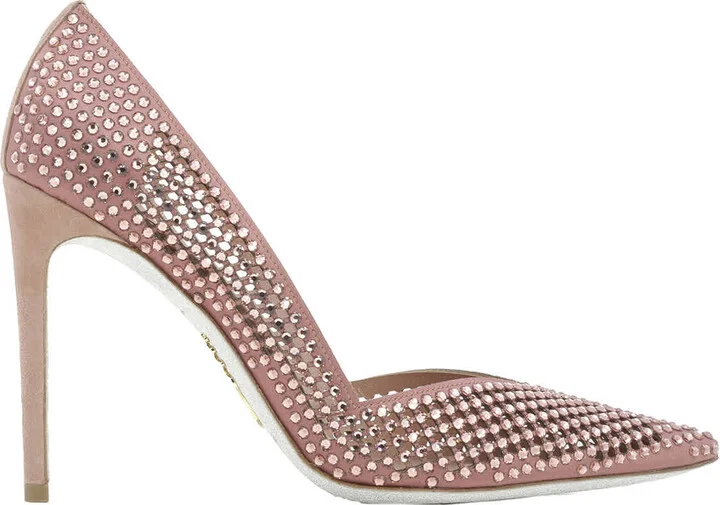 Rene Caovilla Ladies Blush Crystal Pointed-Toe Pumps