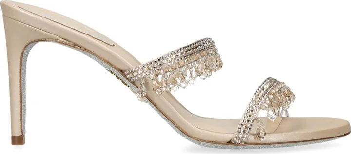 René Caovilla Leather Chandelier Mules 80