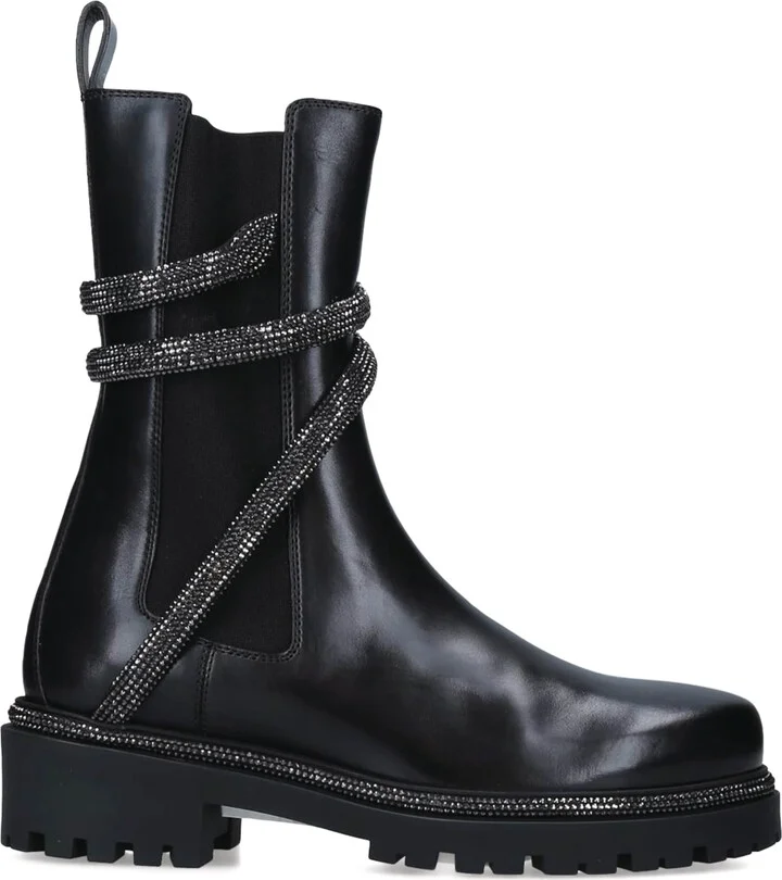René Caovilla Leather Cleo Biker Boots 25 - Image 3