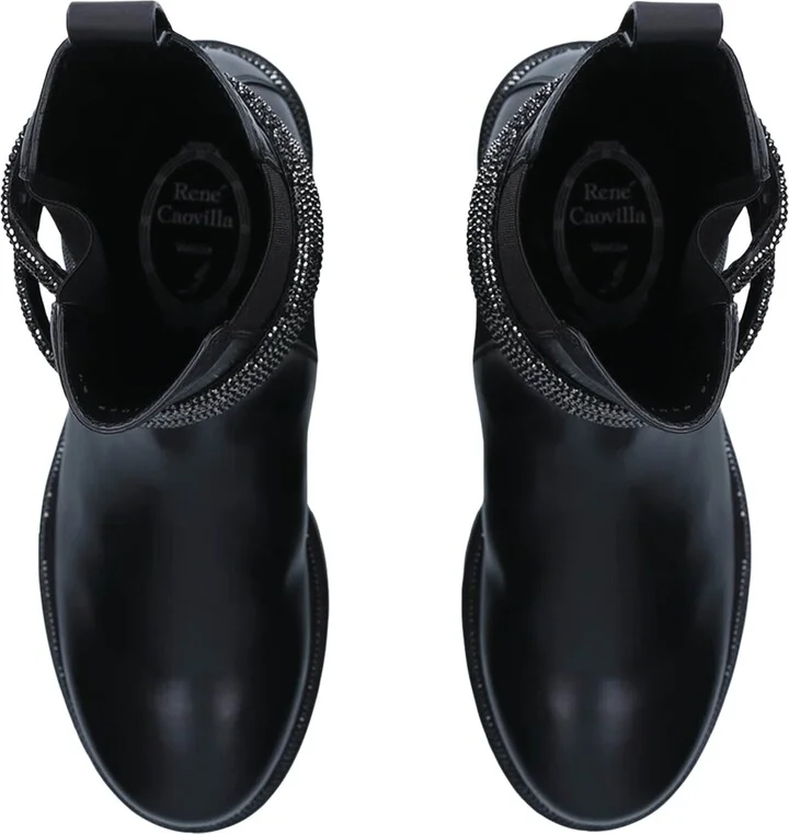 René Caovilla Leather Cleo Biker Boots 25 - Image 4
