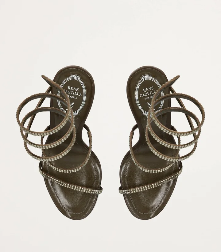 René Caovilla Leather Crystal-Embellished Cleo Sandals 105 - Image 5
