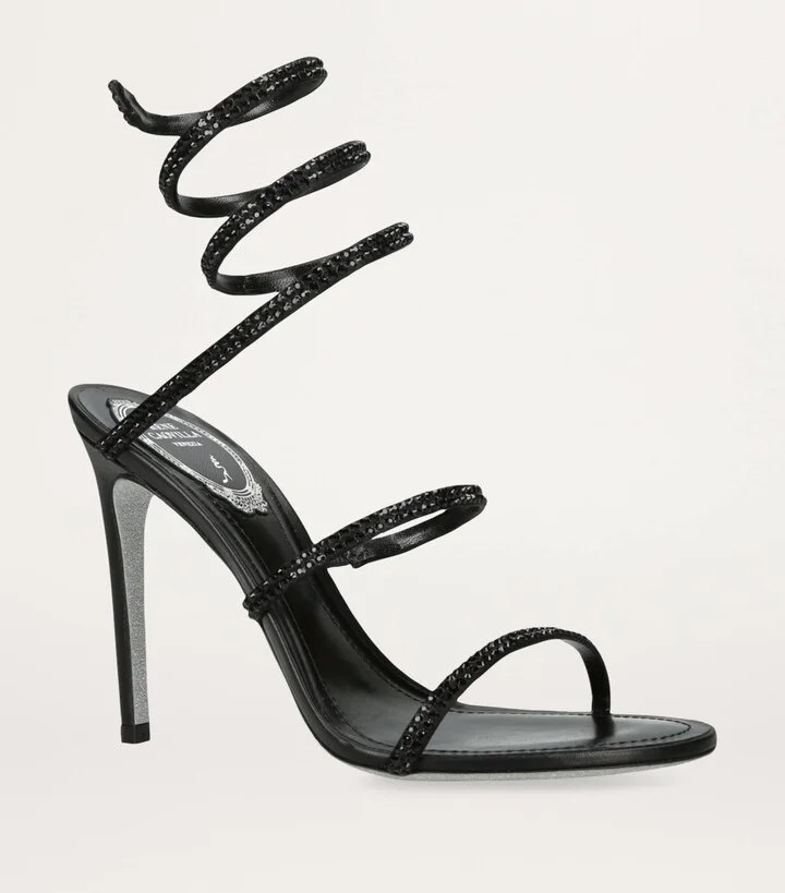 René Caovilla Leather Crystal-Embellished Cleo Sandals 105 - Image 3