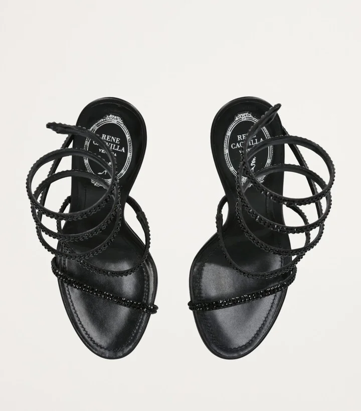 René Caovilla Leather Crystal-Embellished Cleo Sandals 105 - Image 5