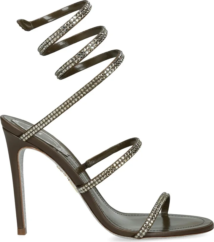 René Caovilla Leather Crystal-Embellished Cleo Sandals 105