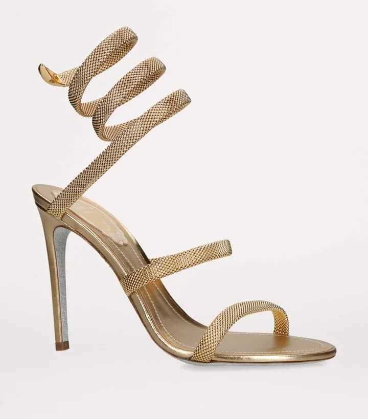 René Caovilla Leather Serpent Heeled Sandals 105 - Image 4