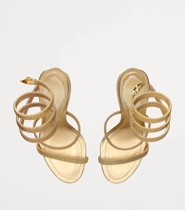René Caovilla Leather Serpent Heeled Sandals 105 - Image 6