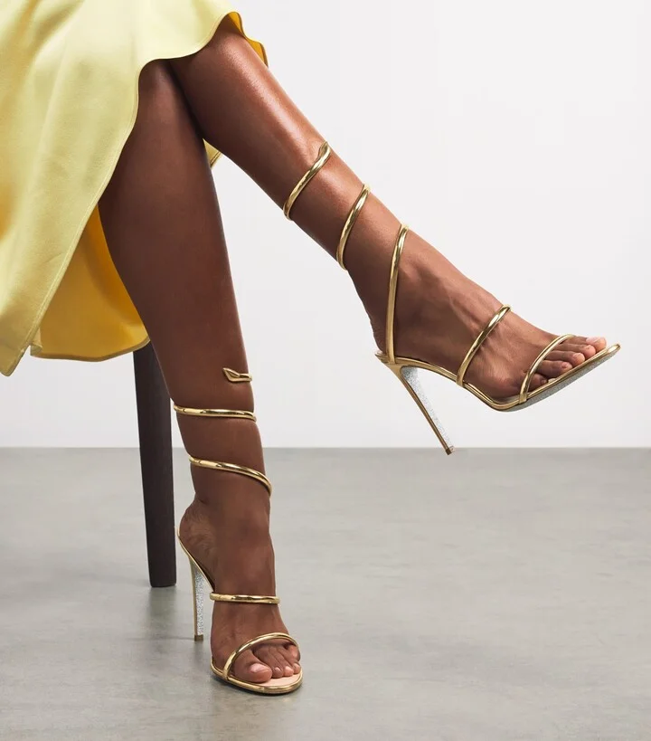 René Caovilla Mirrored Leather Minimal Cleo Sandals 105 - Image 2