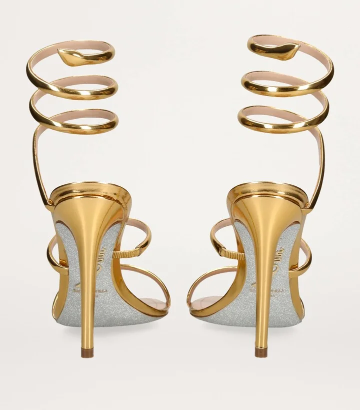 René Caovilla Mirrored Leather Minimal Cleo Sandals 105 - Image 3