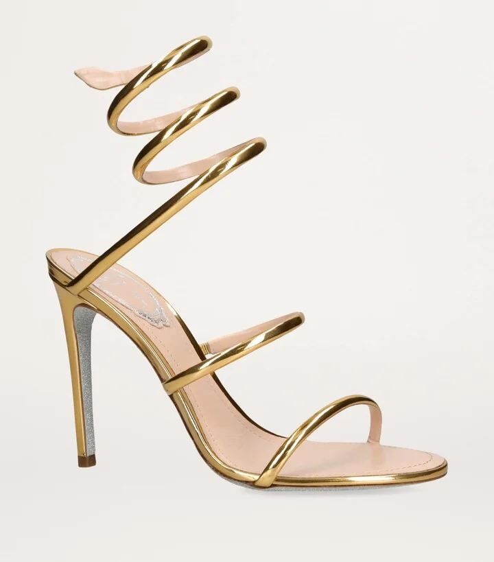 René Caovilla Mirrored Leather Minimal Cleo Sandals 105 - Image 4